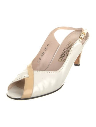 Salvatore Ferragamo Patent Leather Bow Accents Slingback Sandals