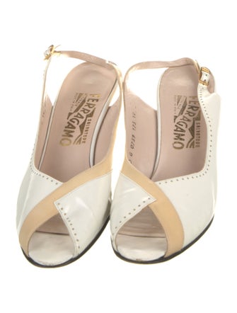 Salvatore Ferragamo Patent Leather Bow Accents Slingback Sandals