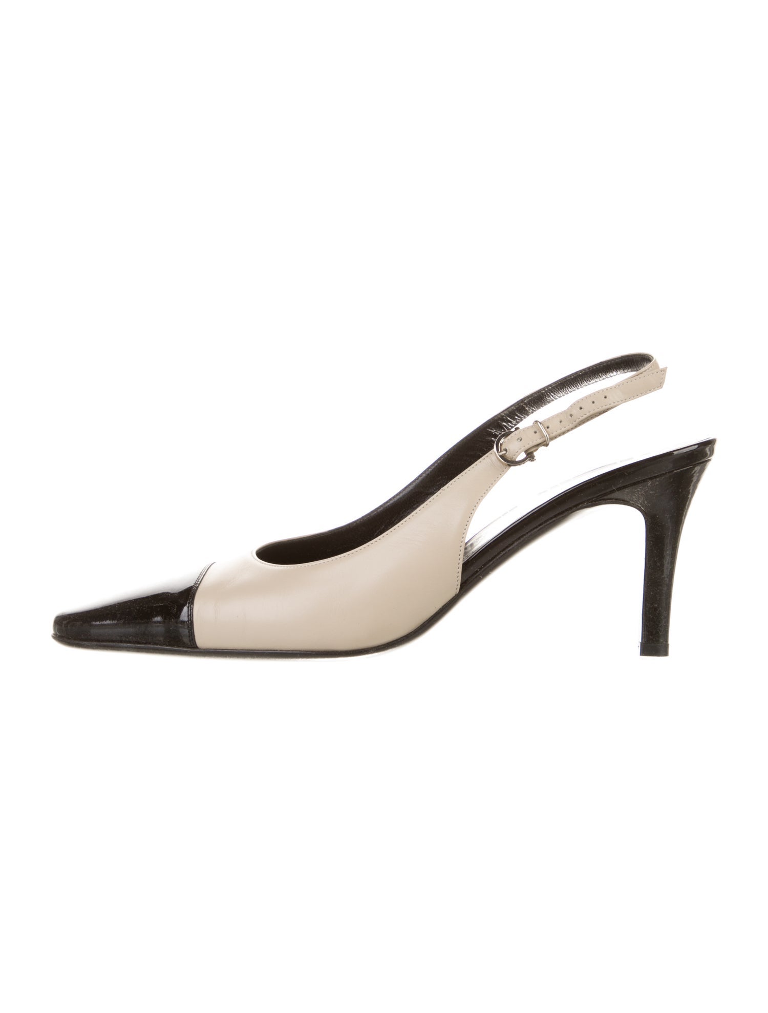 Salvatore Ferragamo Patent Leather Colorblock Pattern Slingback Pumps