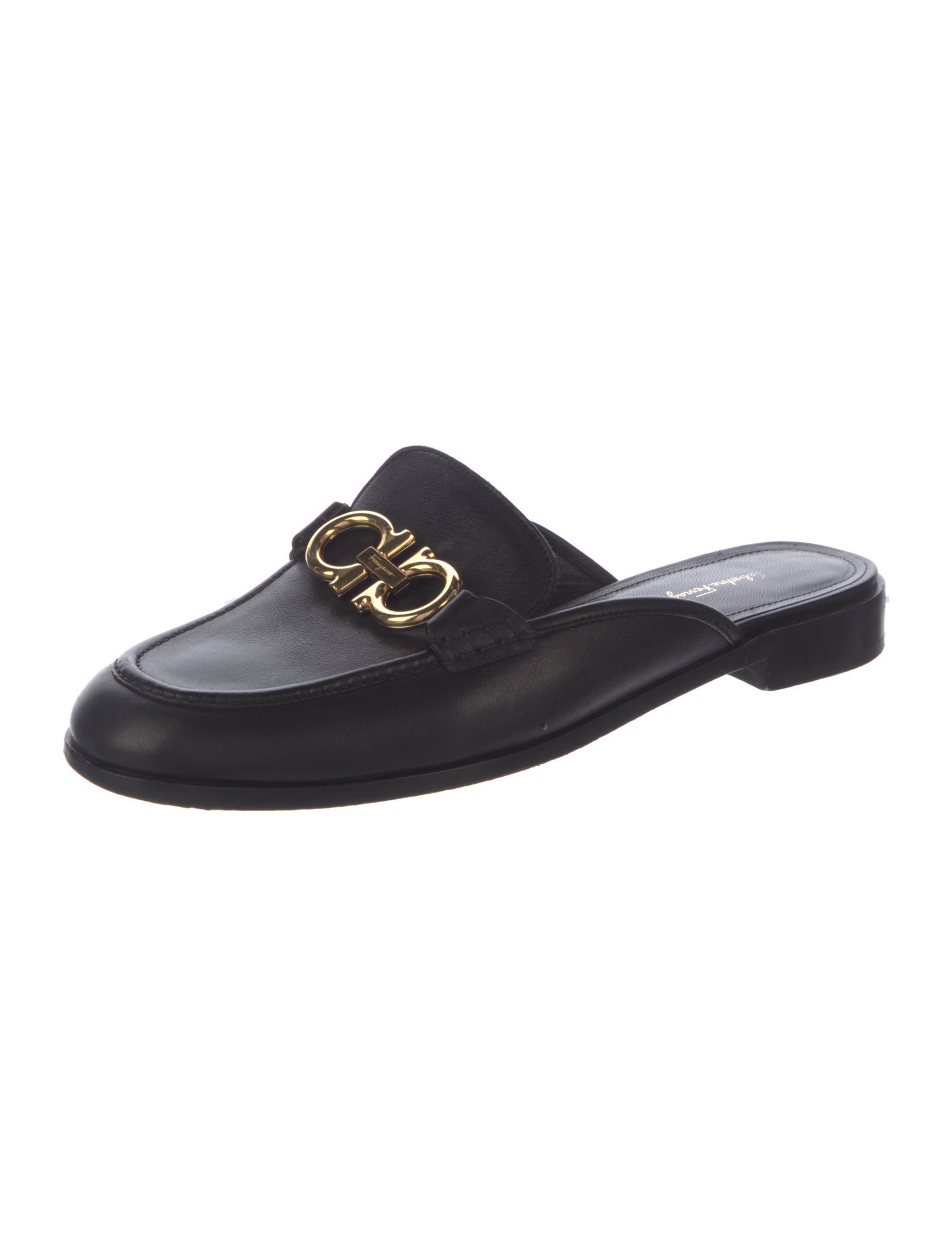 Salvatore Ferragamo Gancini Logo Leather Mules