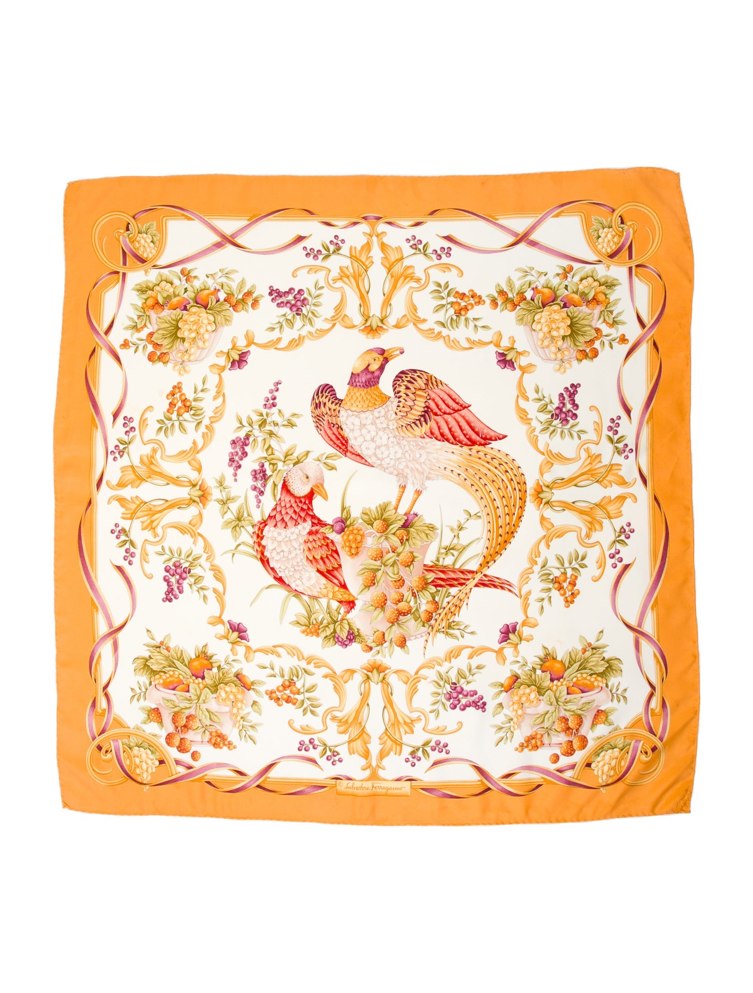 Salvatore Ferragamo Silk Floral Print Scarf