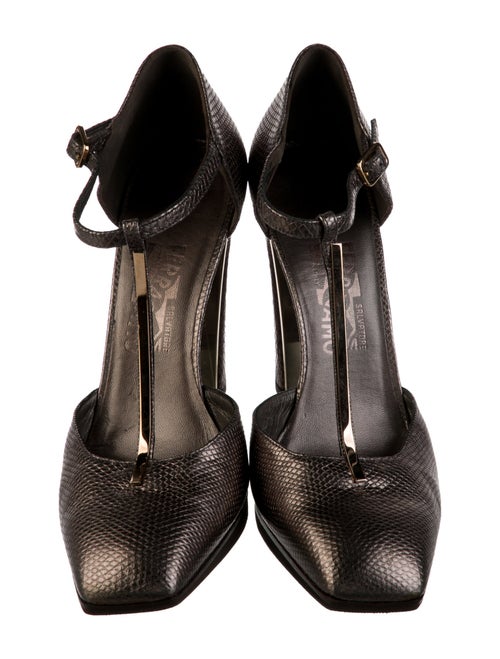 Salvatore Ferragamo Lizard Animal Print T-Strap Pumps