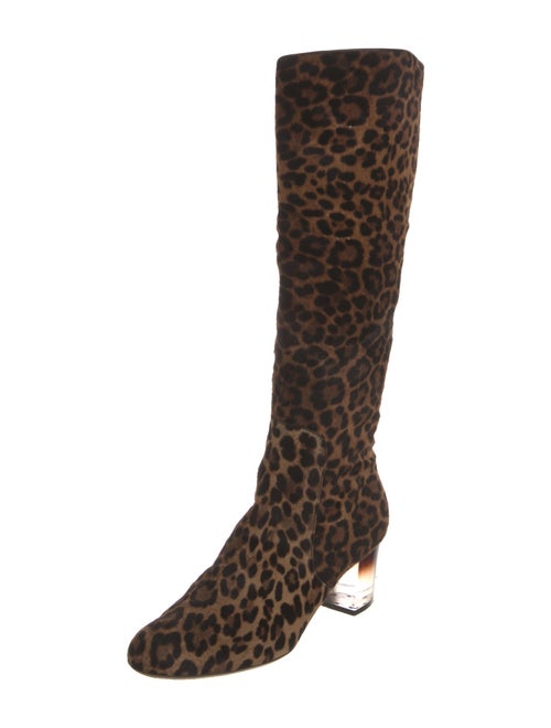 Salvatore Ferragamo Ponyhair Animal Print Riding Boots