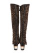 Salvatore Ferragamo Ponyhair Animal Print Riding Boots