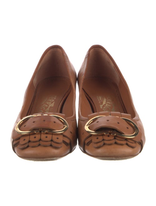 Salvatore Ferragamo Leather Fringe Trim Accent Pumps