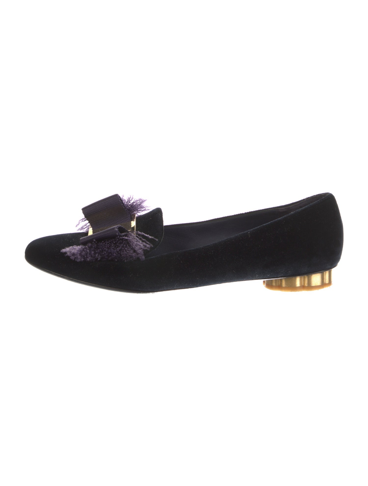 Salvatore Ferragamo Velvet Bow Accents Loafers