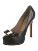 Salvatore Ferragamo Patent Leather Bow Accents Pumps