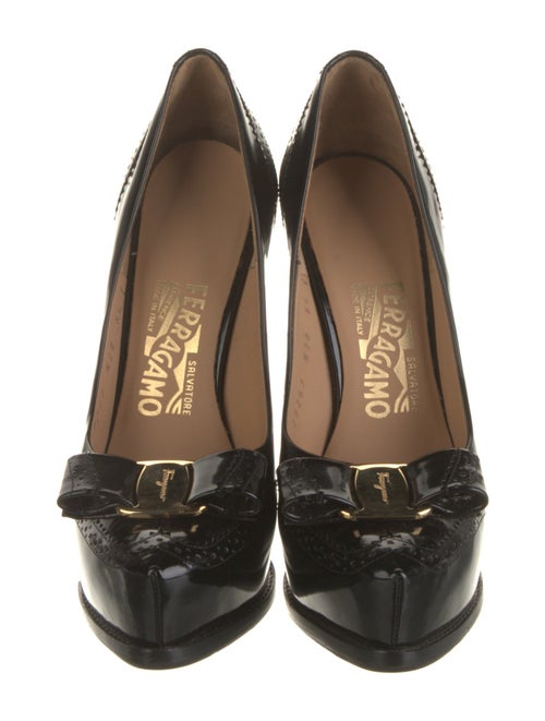 Salvatore Ferragamo Patent Leather Bow Accents Pumps