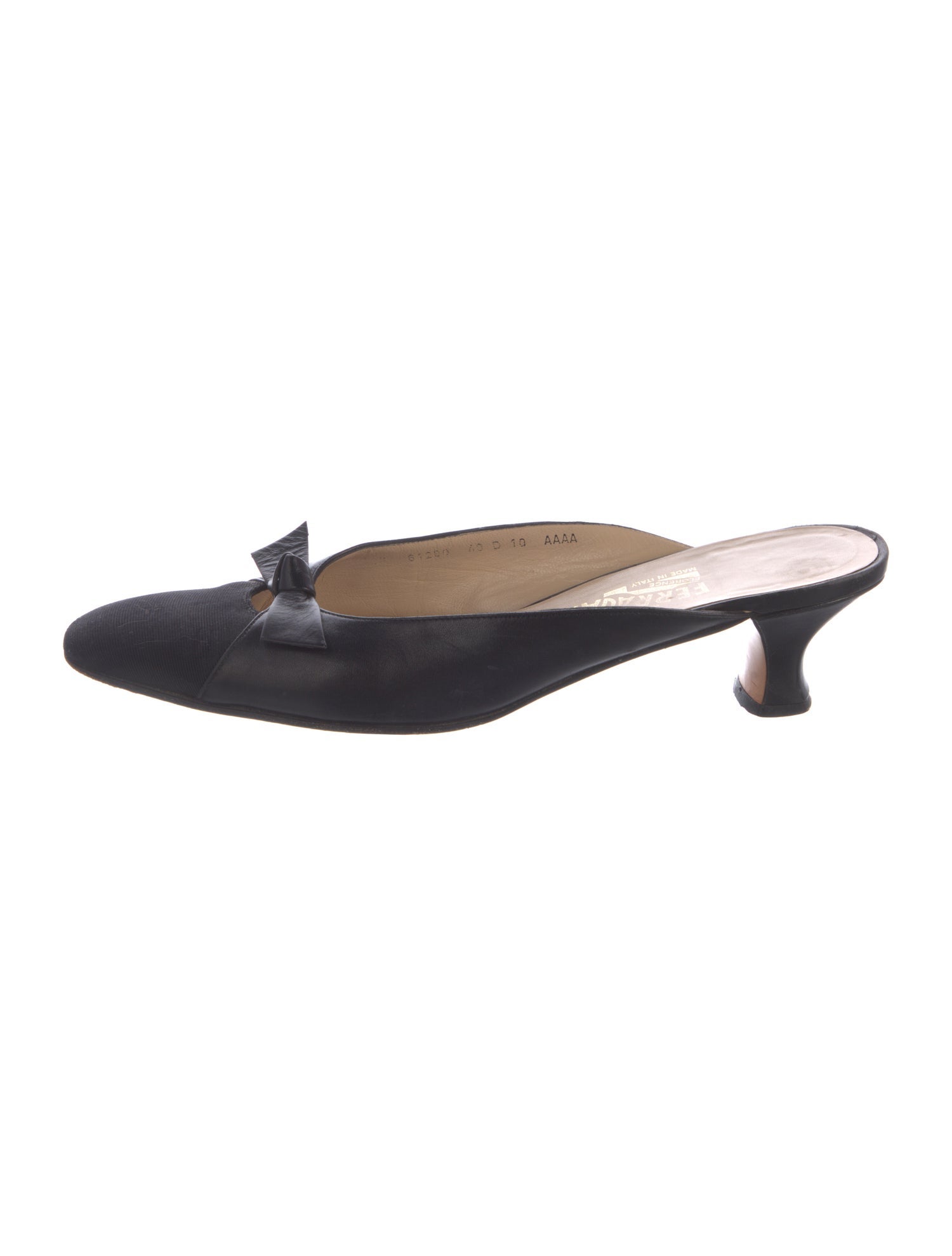 Salvatore Ferragamo Leather Bow Accents Mules