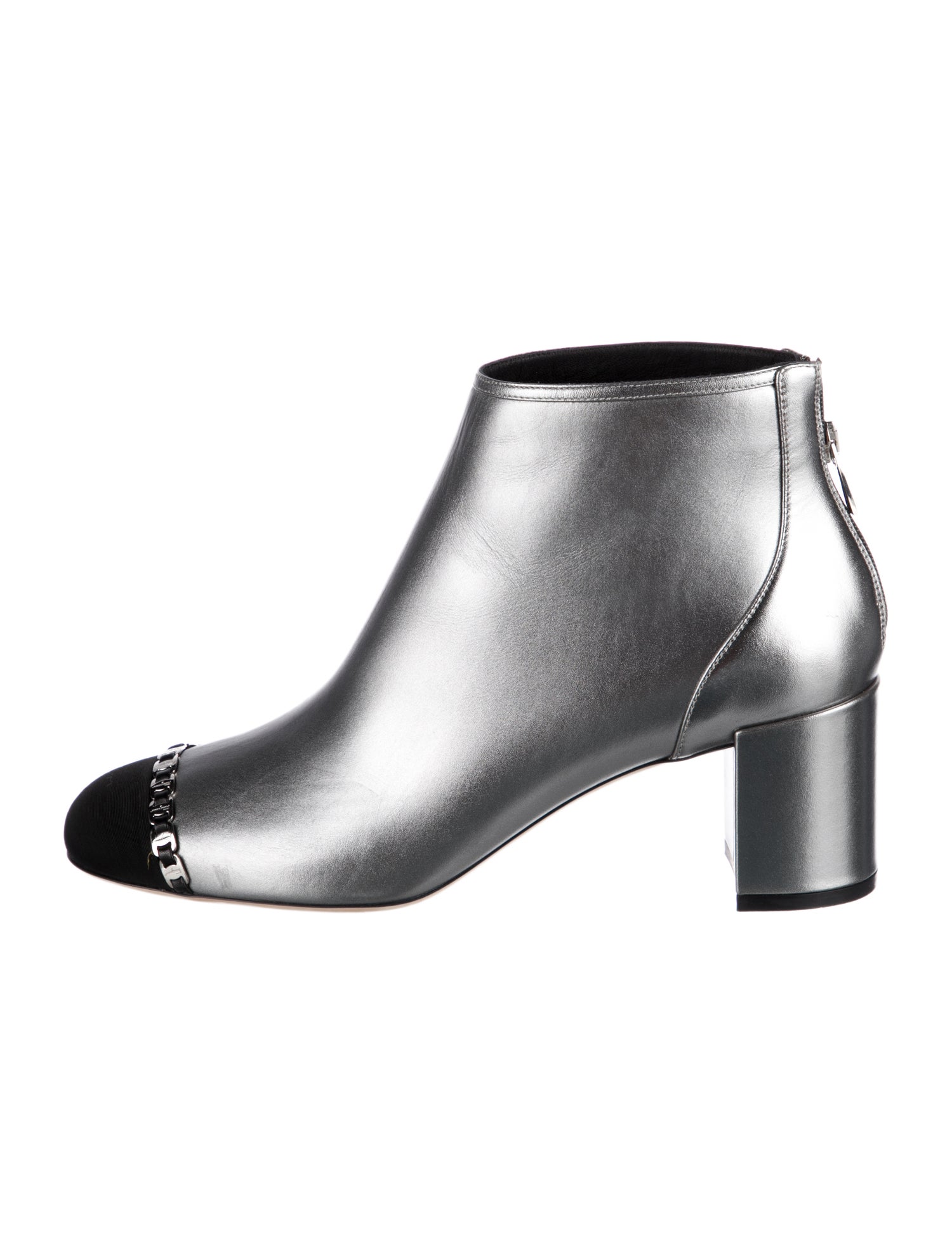 Salvatore Ferragamo Leather Chain-Link Accents Boots