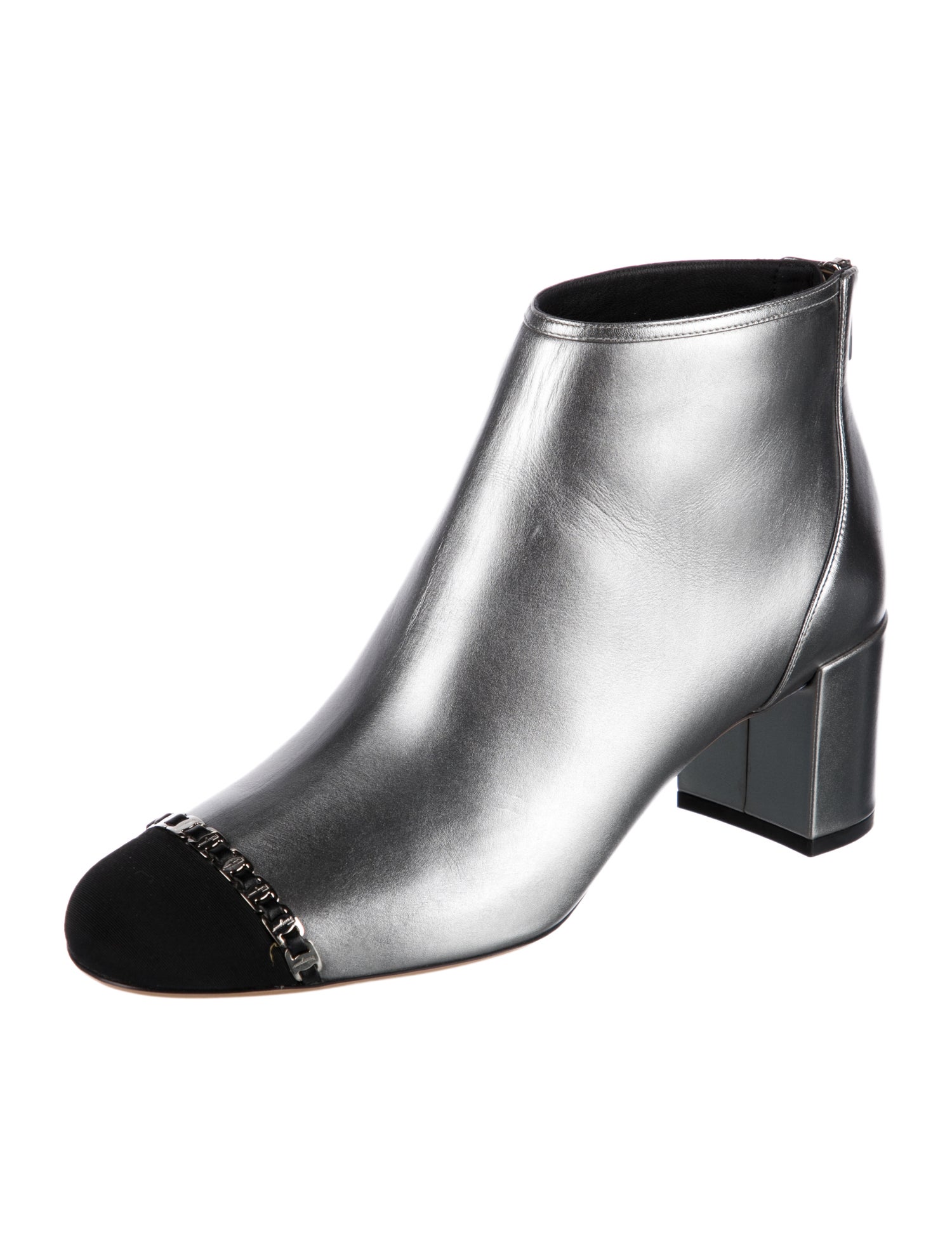 Salvatore Ferragamo Leather Chain-Link Accents Boots