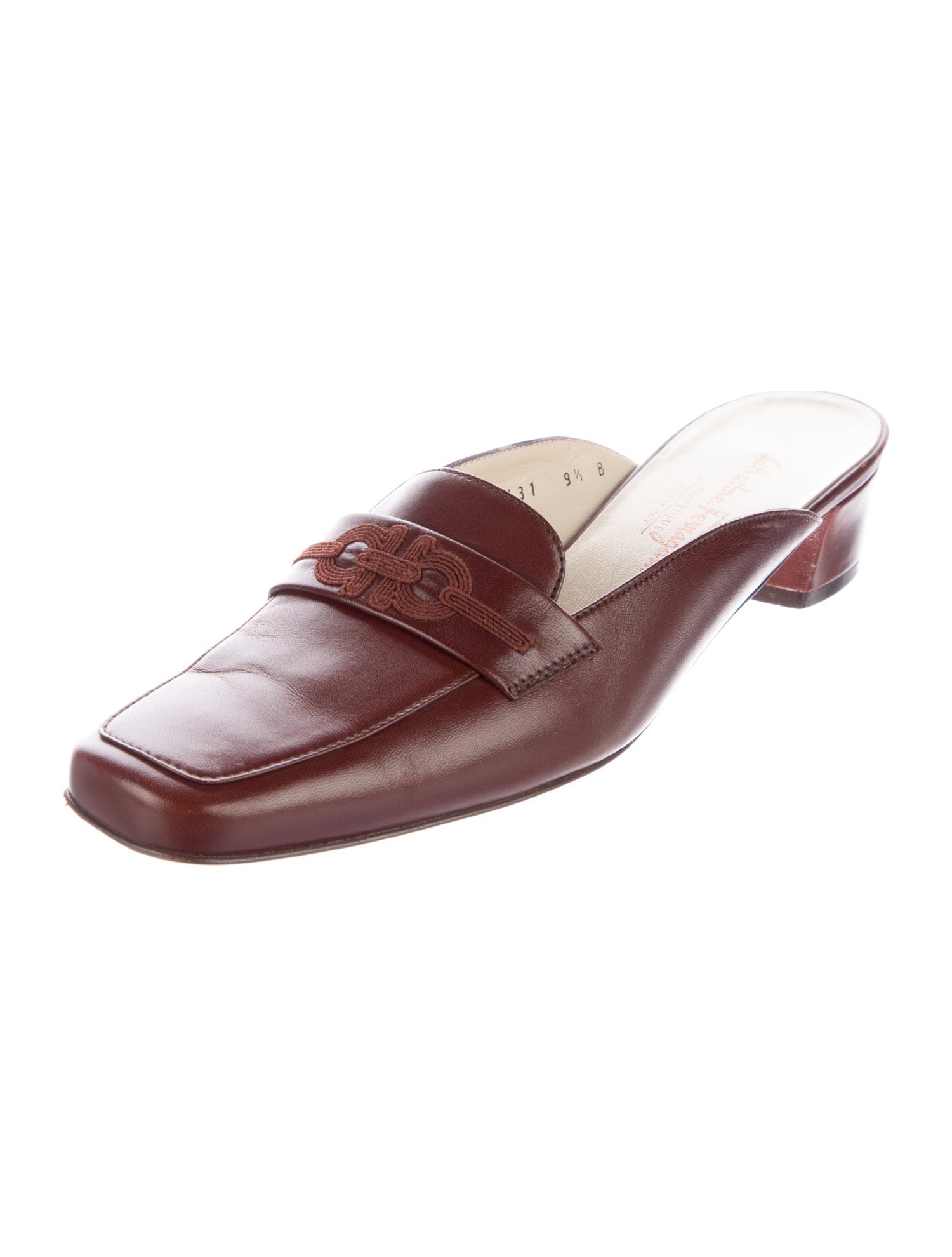 Salvatore Ferragamo Gancini Logo Leather Mules