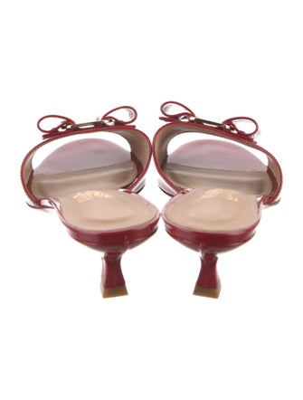 Salvatore Ferragamo Patent Leather Bow Accents Slides