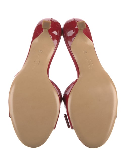 Salvatore Ferragamo Patent Leather Bow Accents Slides