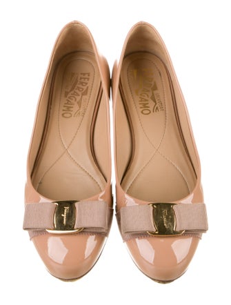 Salvatore Ferragamo Vara Bow Accent Patent Leather Ballet Flats