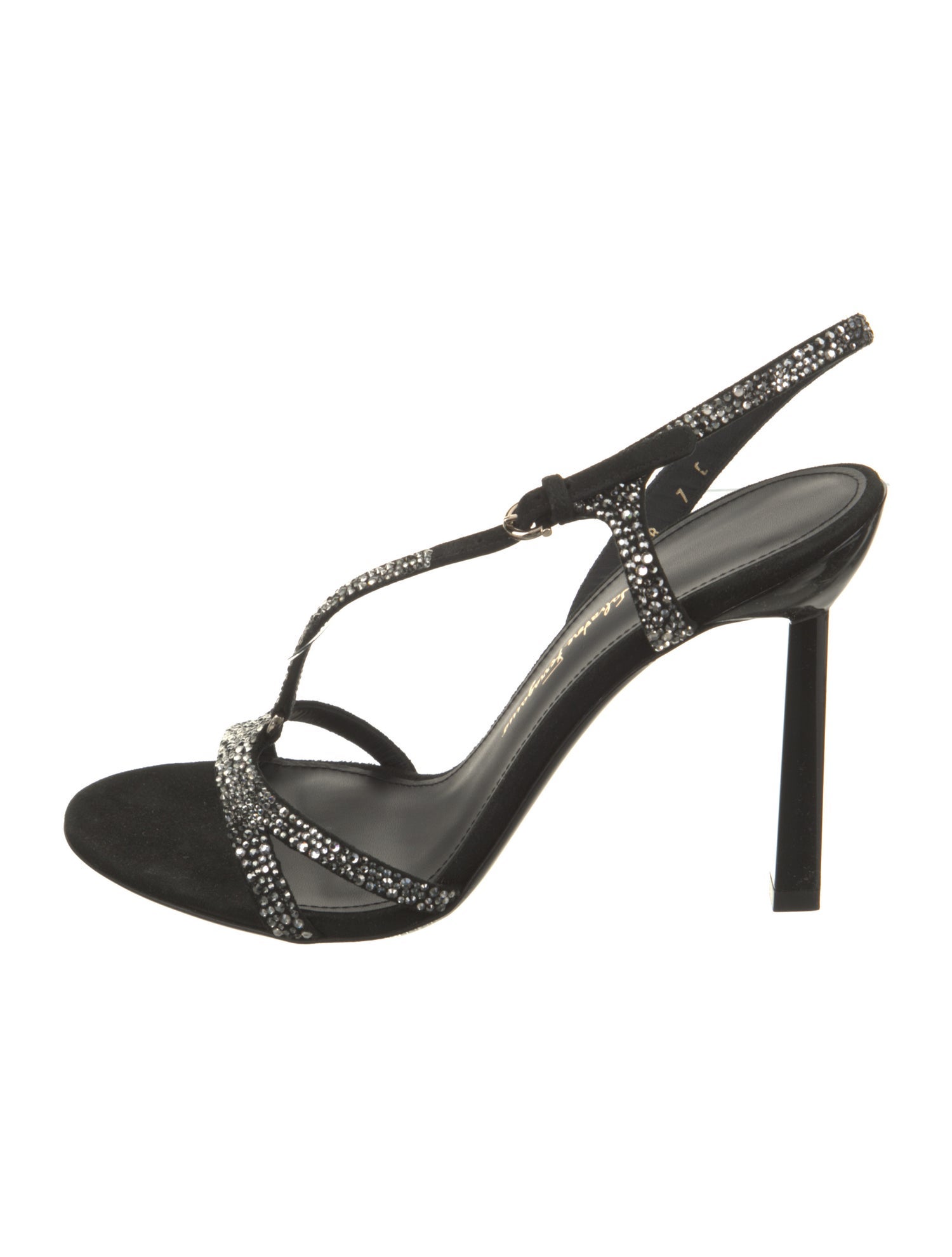 Salvatore Ferragamo Suede Crystal Embellishments Slingback Sandals