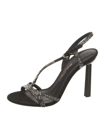 Salvatore Ferragamo Suede Crystal Embellishments Slingback Sandals