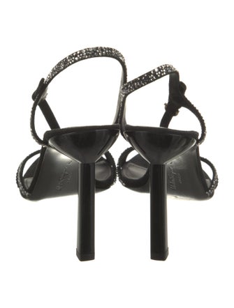 Salvatore Ferragamo Suede Crystal Embellishments Slingback Sandals