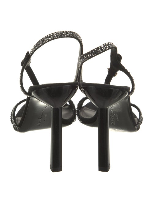 Salvatore Ferragamo Suede Crystal Embellishments Slingback Sandals