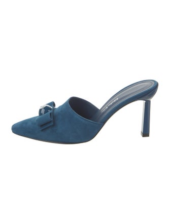 Salvatore Ferragamo Suede Leather Trim Embellishment Mules