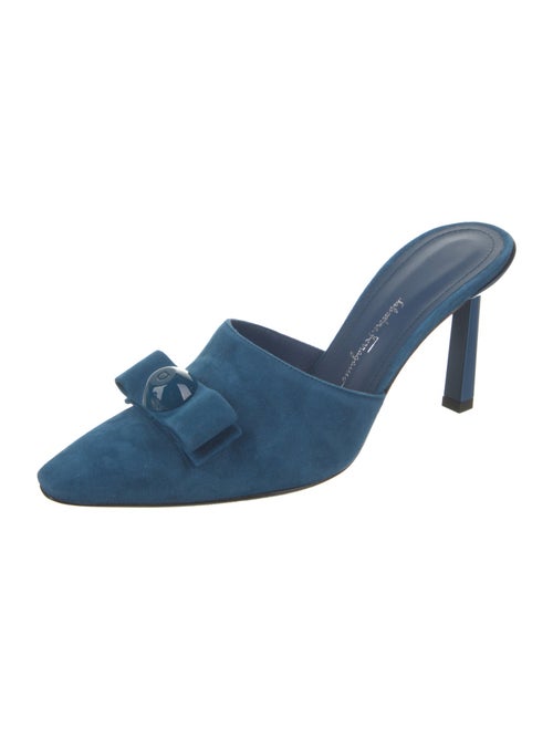Salvatore Ferragamo Suede Leather Trim Embellishment Mules