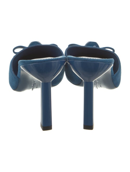 Salvatore Ferragamo Suede Leather Trim Embellishment Mules