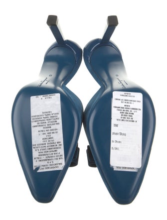 Salvatore Ferragamo Suede Leather Trim Embellishment Mules