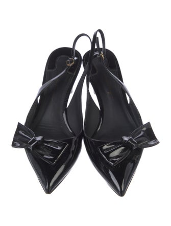 Salvatore Ferragamo Patent Leather Bow Accents Slingback Pumps