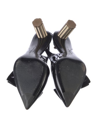 Salvatore Ferragamo Patent Leather Bow Accents Slingback Pumps