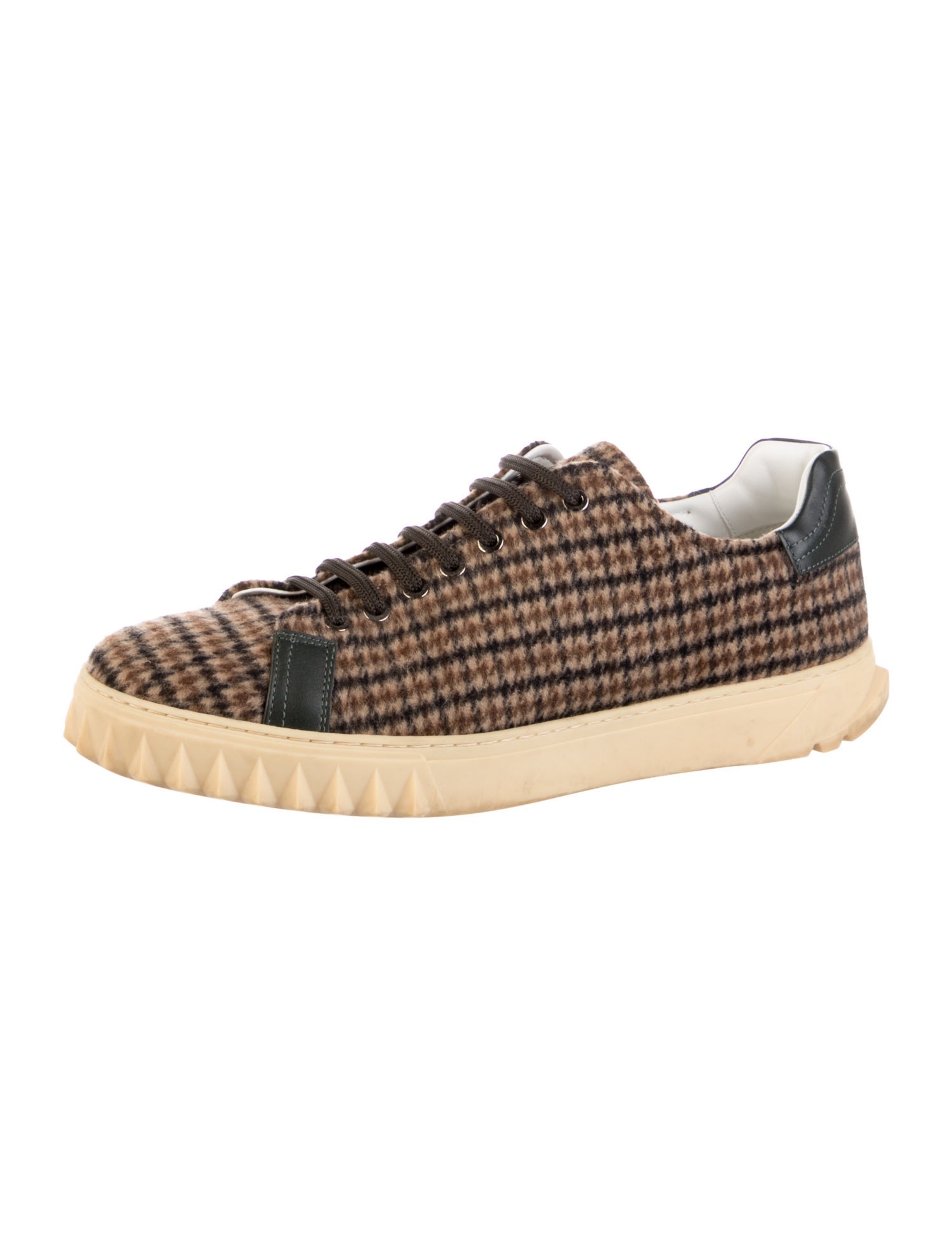 Salvatore Ferragamo Wool Tweed Pattern Sneakers
