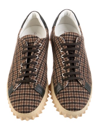 Salvatore Ferragamo Wool Tweed Pattern Sneakers