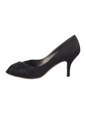 Salvatore Ferragamo Satin Pleated Accents Pumps