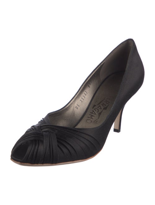 Salvatore Ferragamo Satin Pleated Accents Pumps