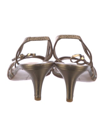 Salvatore Ferragamo Leather Whipstitch Trim Slingback Sandals