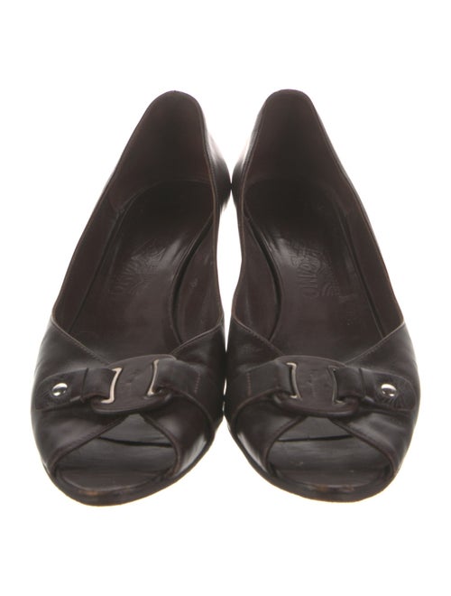 Salvatore Ferragamo Leather Grosgrain Trim Pumps