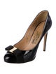 Salvatore Ferragamo Patent Leather Bow Accents Pumps