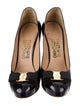 Salvatore Ferragamo Patent Leather Bow Accents Pumps