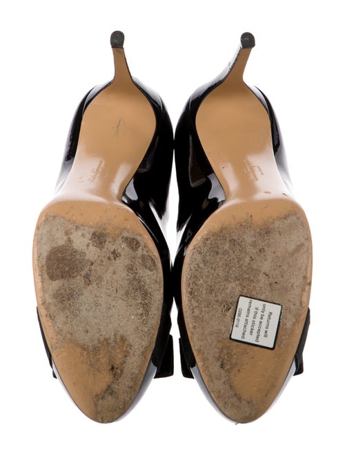 Salvatore Ferragamo Patent Leather Bow Accents Pumps