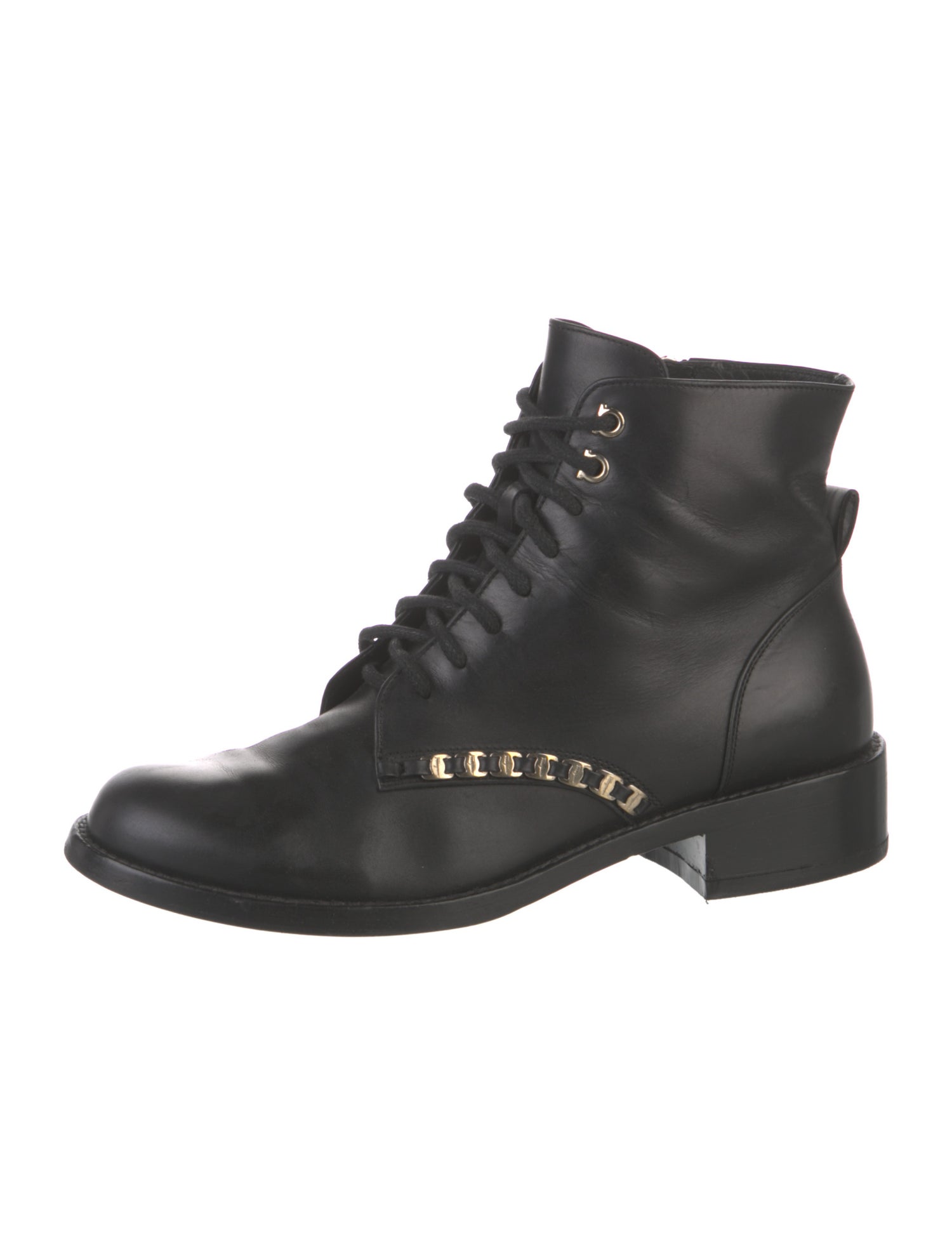 Salvatore Ferragamo Leather Combat Boots