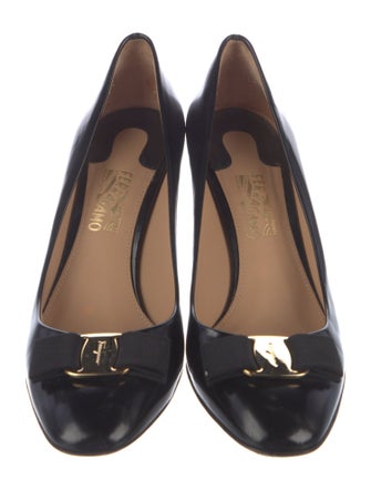 Salvatore Ferragamo Leather Bow Accents Pumps