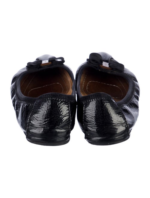 Salvatore Ferragamo Patent Leather Bow Accents Ballet Flats