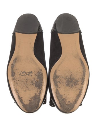 Salvatore Ferragamo Suede Glitter Accents Ballet Flats