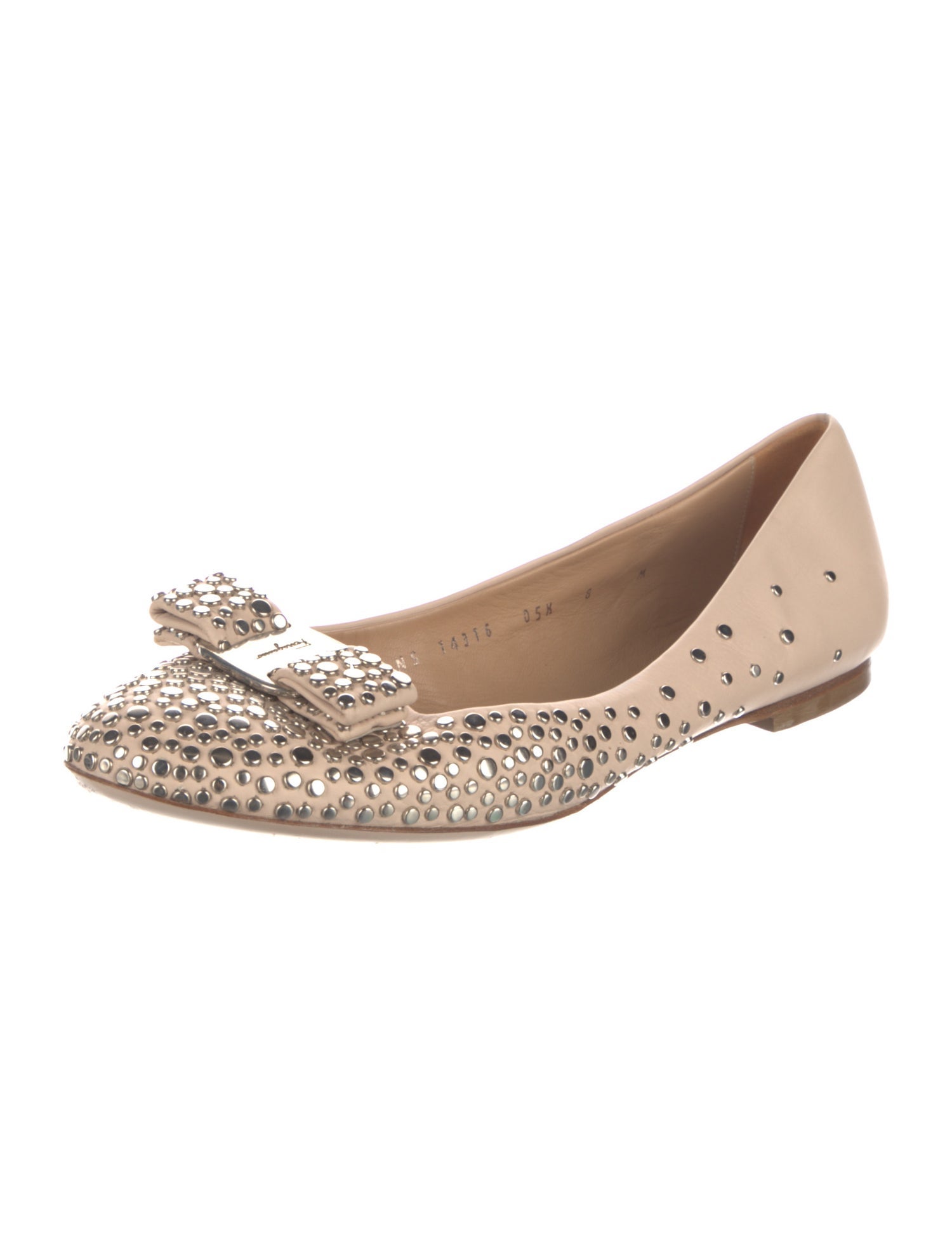 Salvatore Ferragamo Leather Bow Accents Flats