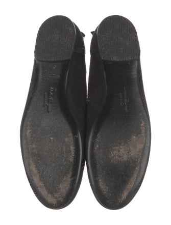 Salvatore Ferragamo Suede Bow Accents Flats