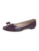 Salvatore Ferragamo Patent Leather Bow Accents Ballet Flats