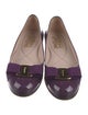 Salvatore Ferragamo Patent Leather Bow Accents Ballet Flats