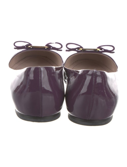 Salvatore Ferragamo Patent Leather Bow Accents Ballet Flats