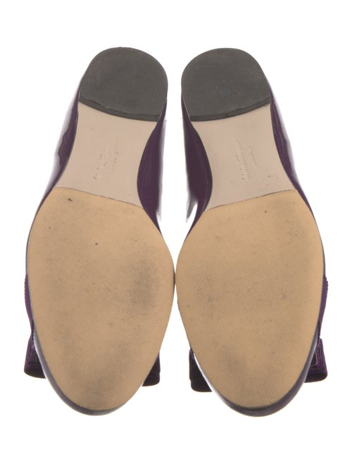 Salvatore Ferragamo Patent Leather Bow Accents Ballet Flats