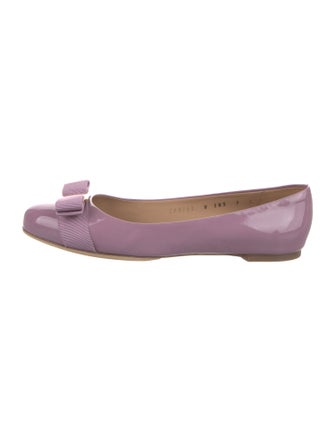 Salvatore Ferragamo Vara Bow Accent Patent Leather Ballet Flats
