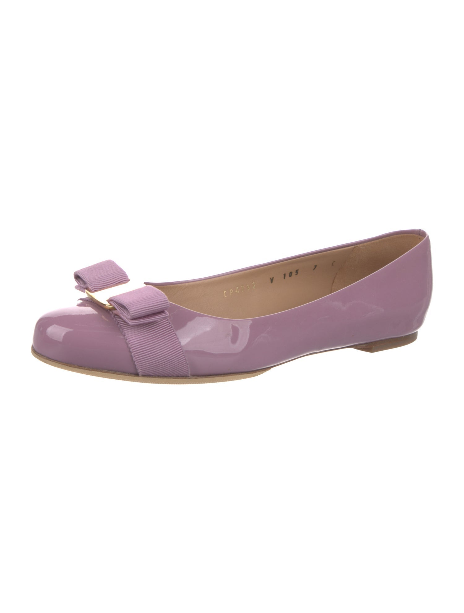 Salvatore Ferragamo Vara Bow Accent Patent Leather Ballet Flats